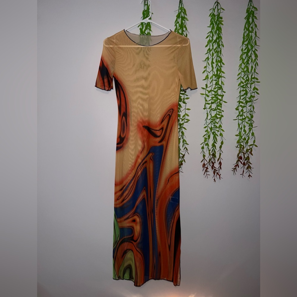 Mesh tie die long dress!